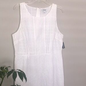 OLD NAVY size 12 white lined eyelet lace sleeveless summer sundress NWT